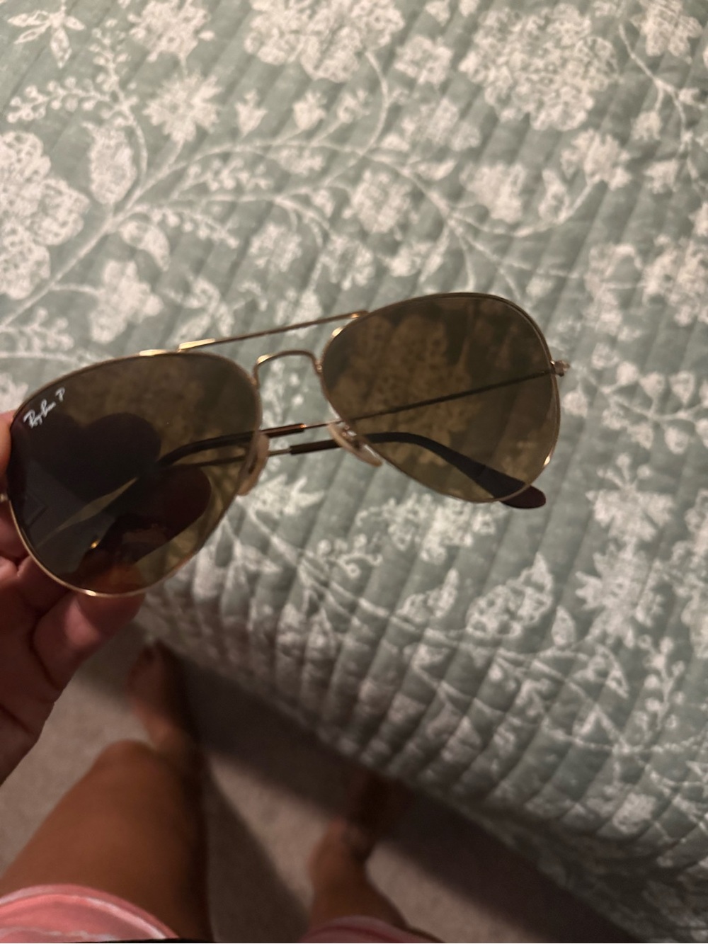 Ray-Ban Gold Frame Sunglasses with Brown Lenses